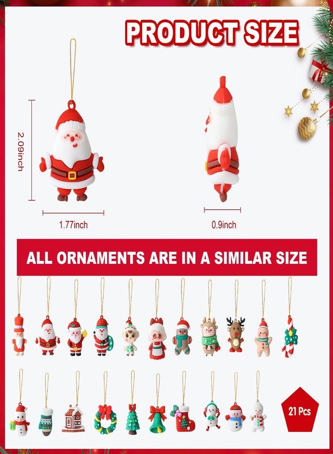Becfupo 21 Pcs Middle Christmas Rubber Ornaments, 3D Shaped Xmas Tree Ornaments Decorations Snowman Santa Claus Hanging Ornaments with Strings for Christmas Trees Decoration - Image 2